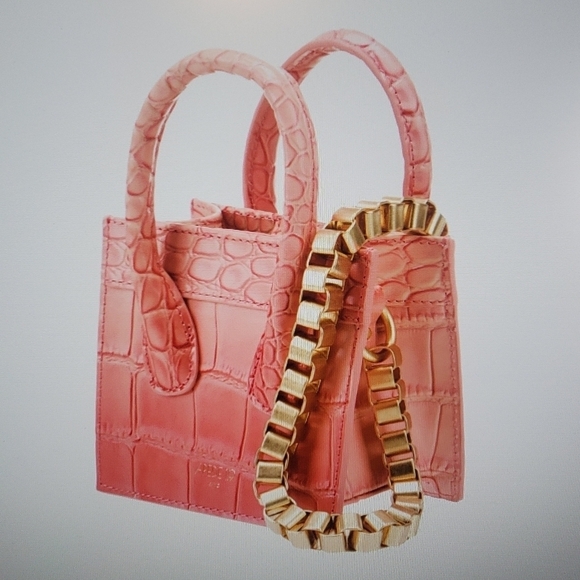 APEDE MOD EMBOSSED LEATHER MINI BAG. NWT PINK Crocodile print - Picture 2 of 16